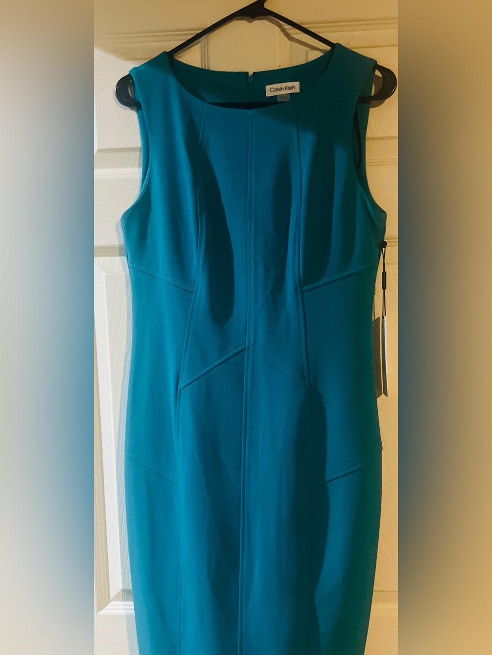 Calvin Klein Teal Sleeveless Sheath Midi Dress